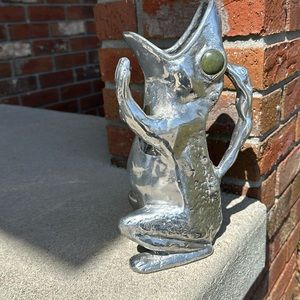 1970s Figurative Arthur Court Cast Aluminum Frog Pitcher